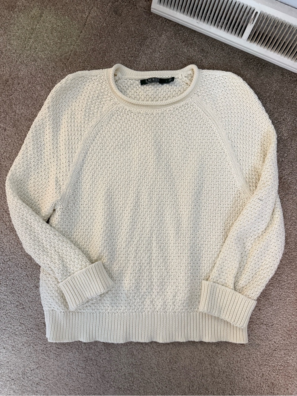Ralph Lauren Cream Crewneck Knit Sweater